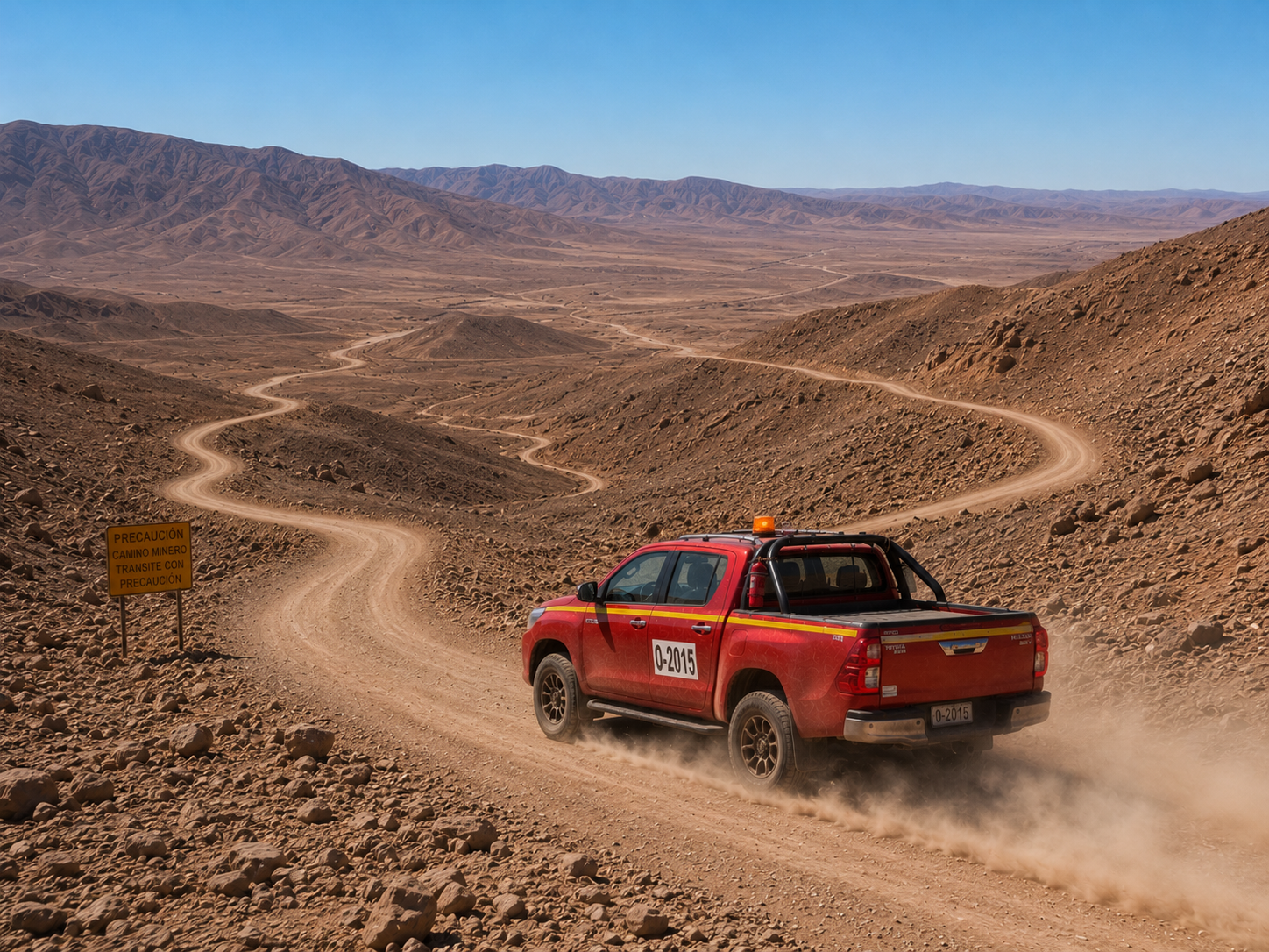 Camioneta 4x4 en faena minera